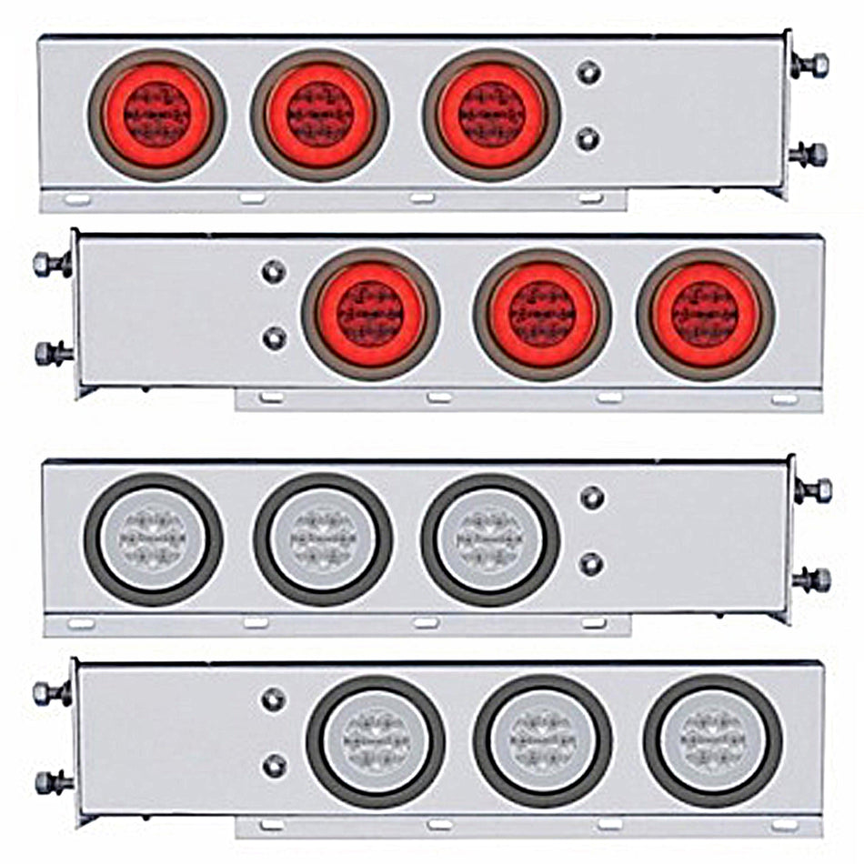 3-3/4" Bolt Pattern SS Spring Loaded Bar w 6 X 21 LED 4" GloLight - Red LEDs (Red or Clear Lens)
