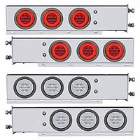 3-3/4" Bolt Pattern SS Spring Loaded Bar w 6 X 21 LED 4" GloLight - Red LEDs (Red or Clear Lens)
