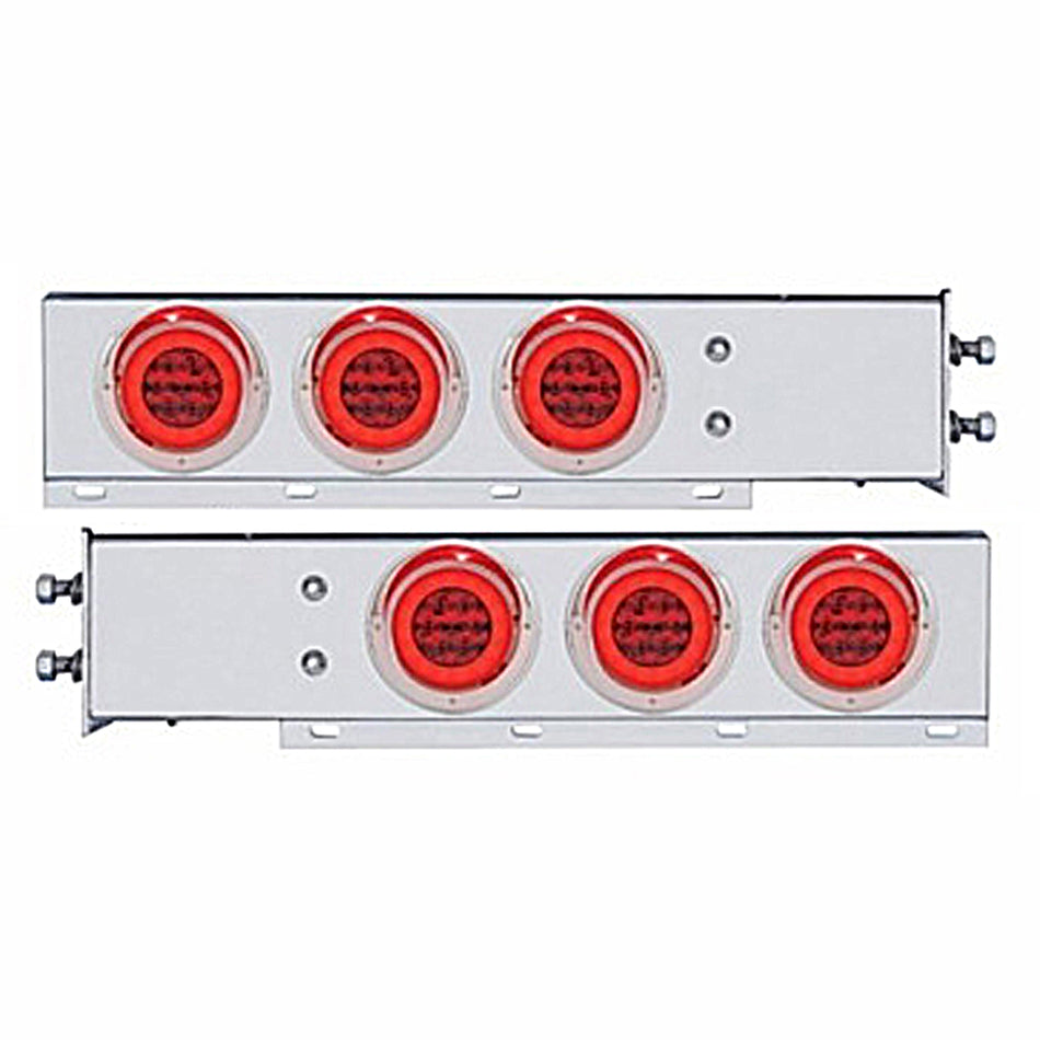 2-1/2" Bolt Pattern SS Spring Loaded Bar w 6 X 21 LED 4" GloLight & Visors - Red LEDs (Red or Clear Lens)