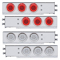 2-1/2" Bolt Pattern SS Spring Loaded Bar w 6 X 21 LED 4" GloLight & Visors - Red LEDs (Red or Clear Lens)