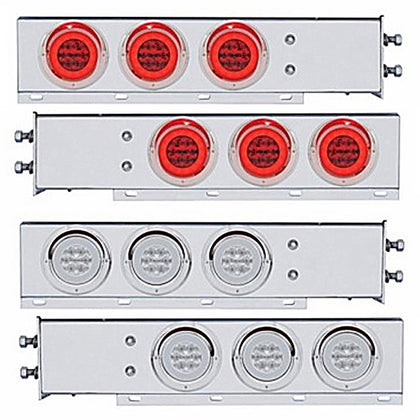 2-1/2" Bolt Pattern SS Spring Loaded Bar w 6 X 21 LED 4" GloLight & Visors - Red LEDs (Red or Clear Lens)