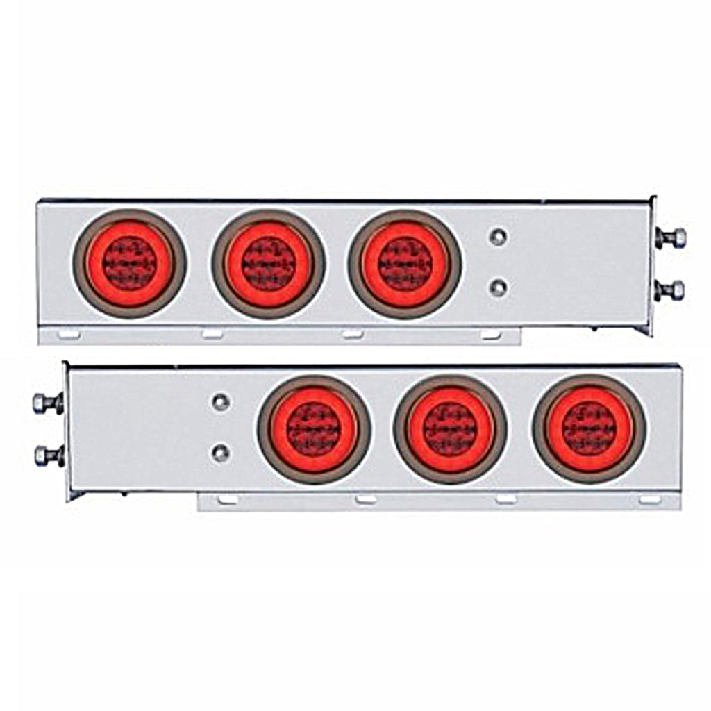 2-1/2" Bolt Pattern SS Spring Loaded Bar With 6X 21 LED 4" GloLight - Red LEDs (Red or Clear Lens)