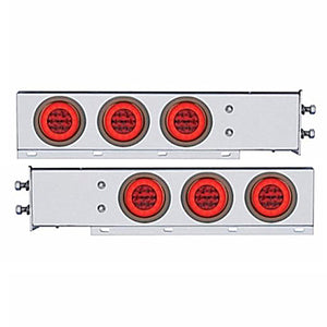 2-1/2" Bolt Pattern SS Spring Loaded Bar With 6X 21 LED 4" GloLight - Red LEDs (Red or Clear Lens)