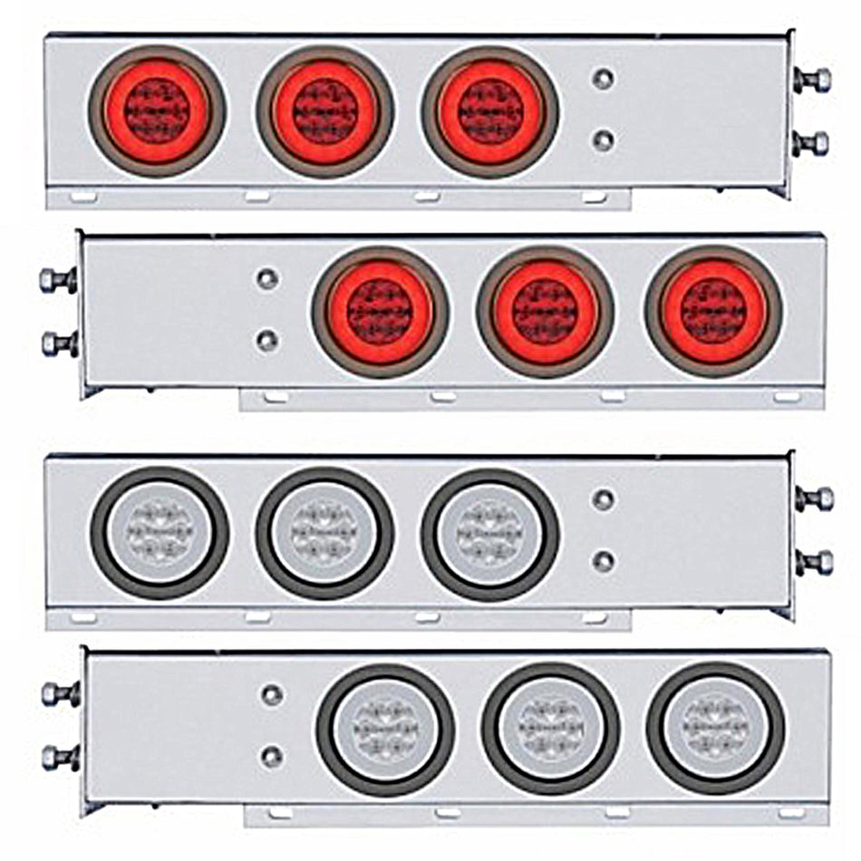 2-1/2" Bolt Pattern SS Spring Loaded Bar With 6X 21 LED 4" GloLight - Red LEDs (Red or Clear Lens)