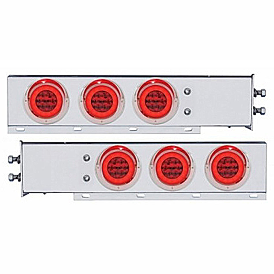 2" Bolt Pattern SS Spring Loaded Bar w 6 X 21 LED 4" GloLight & Visors - Red LEDs (Red or Clear Lens)