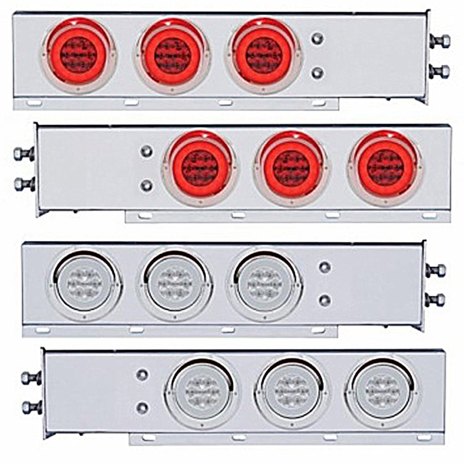 2" Bolt Pattern SS Spring Loaded Bar w 6 X 21 LED 4" GloLight & Visors - Red LEDs (Red or Clear Lens)