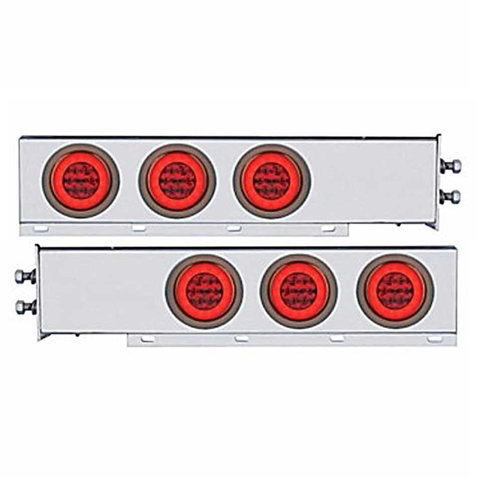 2" Bolt Pattern SS Spring Loaded Bar w 6 X 21 LED 4" GloLight - Red LEDs (Red or Clear Lens)