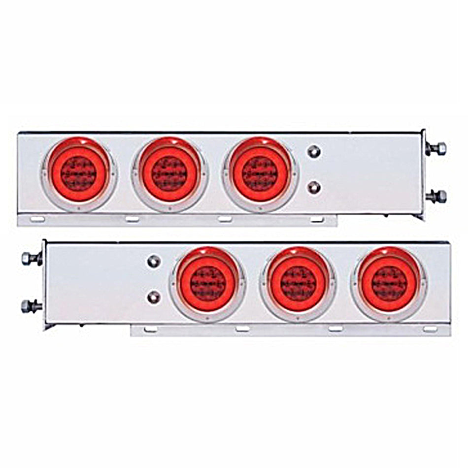 3-3/4" Bolt Pattern CR Spring Loaded Rear Bar w 6 X 21 Red LED 4" GloLight & Visors - Red LEDs (Red or Clear Lens)
