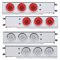 3-3/4" Bolt Pattern CR Spring Loaded Rear Bar w 6 X 21 Red LED 4" GloLight & Visors - Red LEDs (Red or Clear Lens)