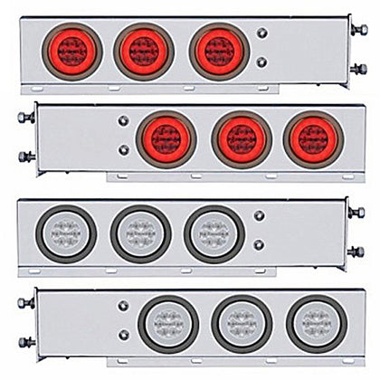 3-3/4" Bolt Pattern CR Spring Loaded Rear Bar w 6 X 21 Red LED 4" GloLight & Grommet - Red LEDs (Red or Clear Lens)