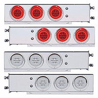 3-3/4" Bolt Pattern Deluxe SS Spring Loaded Bar w 6 X 21 Red LED 4" GloLight & Visors - Red LEDs (Red or Clear Lens)