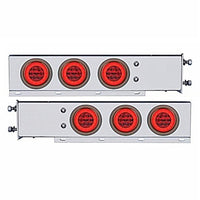 3-3/4" Bolt Pattern Deluxe SS Spring Loaded Bar w 6 X 21 Red LED 4" GloLight - Red LEDs (Red or Clear Lens)