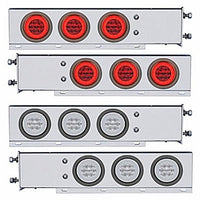 3-3/4" Bolt Pattern Deluxe SS Spring Loaded Bar w 6 X 21 Red LED 4" GloLight - Red LEDs (Red or Clear Lens)