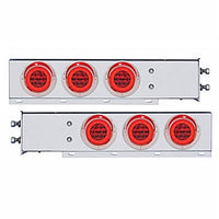 2-1/2" Bolt Pattern Chrome Spring Loaded Rear Bar w 6 X 21 Red LED 4" GloLight & Visors - Red LEDs (Red or Clear Lens)