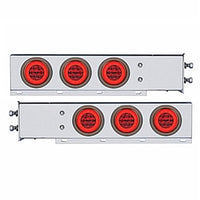 2-1/2" Bolt Pattern Chrome Spring Loaded Rear Bar w 6 X 21 Red LED 4" GloLight & Grommet - Red LEDs (Red or Clear Lens)