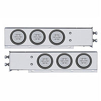 2-1/2" Bolt Pattern Chrome Spring Loaded Rear Bar w 6 X 21 Red LED 4" GloLight & Grommet - Red LEDs (Red or Clear Lens)