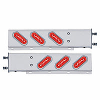 3-3/4" Bolt Pattern SS Spring Loaded Bar w 6 X 22 Red LED 6" Oval GloLight & Visor - Red LEDs (Red or Clear Lens)