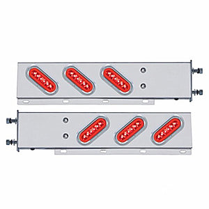 3-3/4" Bolt Pattern SS Spring Loaded Bar w 6 X 22 Red LED 6" Oval GloLight & Visor - Red LEDs (Red or Clear Lens)