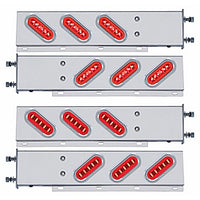 3-3/4" Bolt Pattern SS Spring Loaded Bar w 6 X 22 Red LED 6" Oval GloLight & Visor - Red LEDs (Red or Clear Lens)