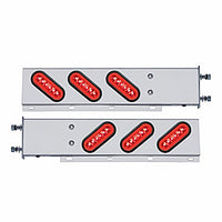 3-3/4" Bolt Pattern SS Spring Loaded Bar w 6 X 22 Red LED 6" Oval GloLight & Grommet - Red LEDs (Red or Clear Lens)