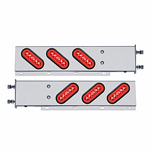 3-3/4" Bolt Pattern SS Spring Loaded Bar w 6 X 22 Red LED 6" Oval GloLight & Grommet - Red LEDs (Red or Clear Lens)