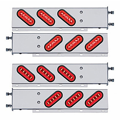 3-3/4" Bolt Pattern SS Spring Loaded Bar w 6 X 22 Red LED 6" Oval GloLight & Grommet - Red LEDs (Red or Clear Lens)