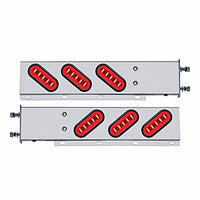 3-3/4" Bolt Pattern SS Spring Loaded Bar w 6 X 22 Red LED 6" Oval GloLight & Grommet - Red LEDs (Red or Clear Lens)