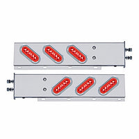 2-1/2" Bolt Pattern SS Spring Loaded Bar w 6 X 22 Red LED 6" Oval GloLight & Visor - Red LEDs (Red or Clear Lens)
