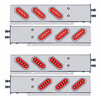 2-1/2" Bolt Pattern SS Spring Loaded Bar w 6 X 22 Red LED 6" Oval GloLight & Visor - Red LEDs (Red or Clear Lens)