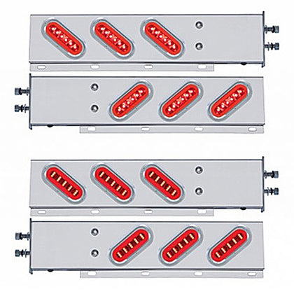 2-1/2" Bolt Pattern SS Spring Loaded Bar w 6 X 22 Red LED 6" Oval GloLight & Visor - Red LEDs (Red or Clear Lens)