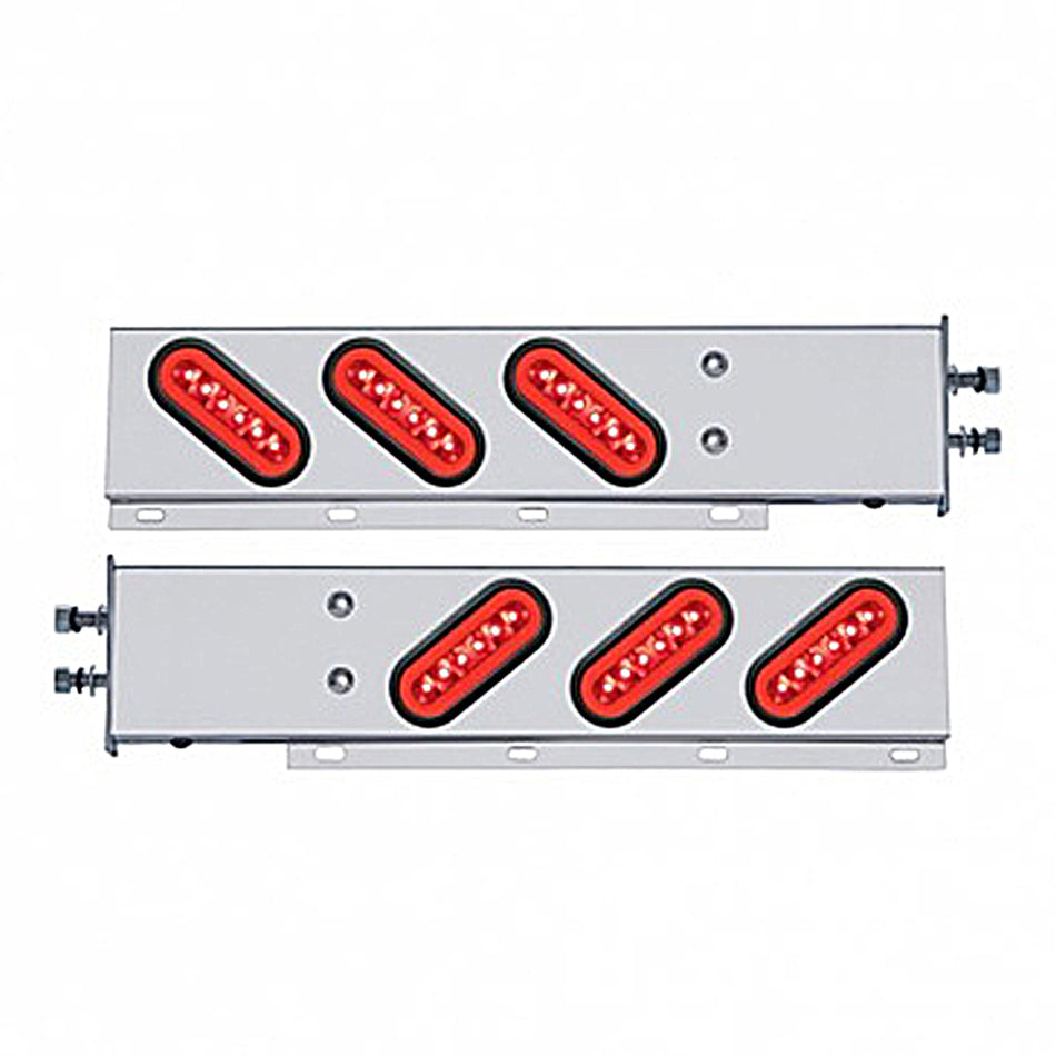 2-1/2" Bolt Pattern SS Spring Loaded Bar w 6 X 22 Red LED 6" Oval GloLight & Grommet - Red LEDs (Red or Clear Lens)