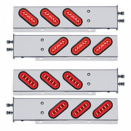 2-1/2" Bolt Pattern SS Spring Loaded Bar w 6 X 22 Red LED 6" Oval GloLight & Grommet - Red LEDs (Red or Clear Lens)