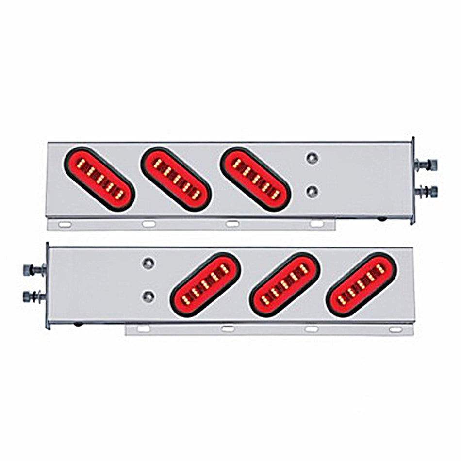 2-1/2" Bolt Pattern SS Spring Loaded Bar w 6 X 22 Red LED 6" Oval GloLight & Grommet - Red LEDs (Red or Clear Lens)