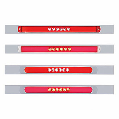 Chrome Top Mud Flap Plate w 28 LED 17" GloLight Bar With or Without Bezel - Red LEDs (Red or Clear Lens)