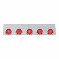 Stainless Top Mud Flap Bracket w 5 X 6 LED 2" GloLight & Visors - Red LEDs (Red or Clear Lens)