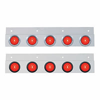 Stainless Top Mud Flap Bracket w 5 X 6 LED 2" GloLight & Visors - Red LEDs (Red or Clear Lens)