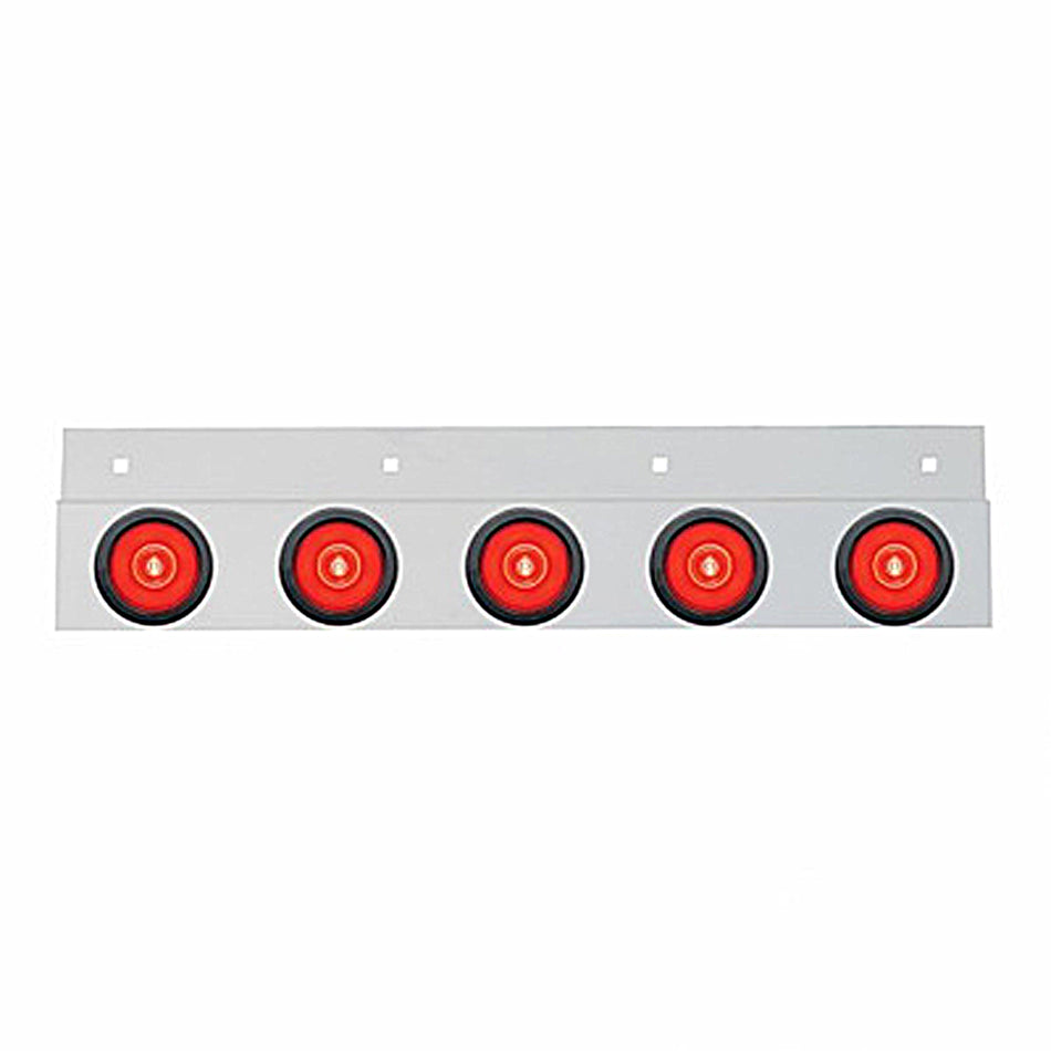 Stainless Top Mud Flap Bracket w 5 X 6 LED 2" GloLight & Visors - Red LEDs (Red or Clear Lens)
