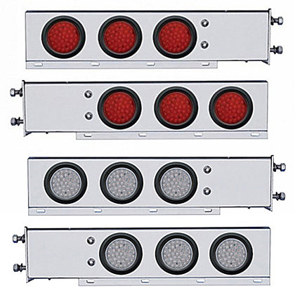 2-1/2" Bolt Pattern SS Spring Loaded Bar w 6 X 36 LED 4" Lights - Red LEDs (Red or Clear Lens)