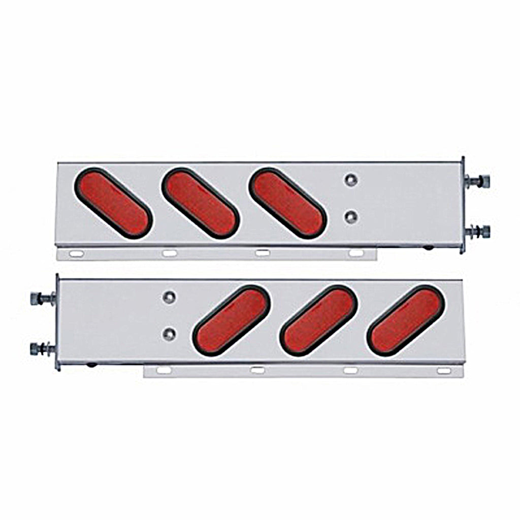 3-3/4" Bolt Pattern SS Spring Loaded Bar w 6" Oval 19 LED Lights - Red LEDs (Red or Clear Lens)