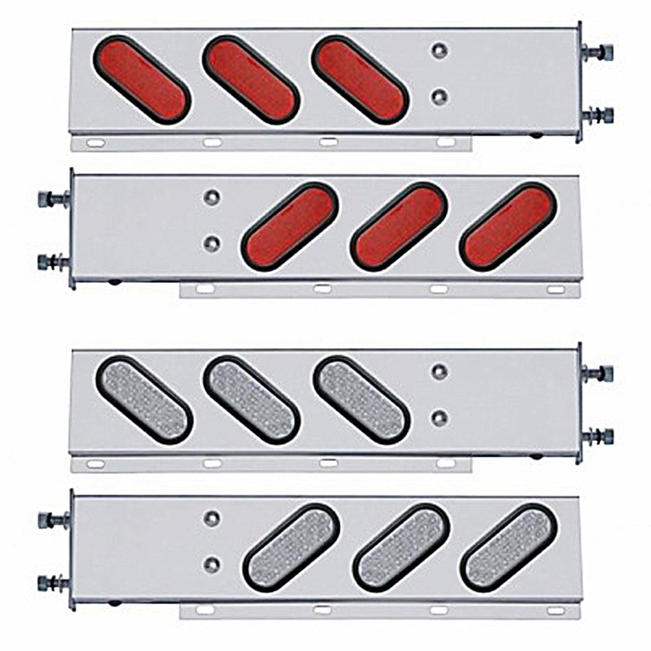3-3/4" Bolt Pattern SS Spring Loaded Bar w 6" Oval 19 LED Lights - Red LEDs (Red or Clear Lens)
