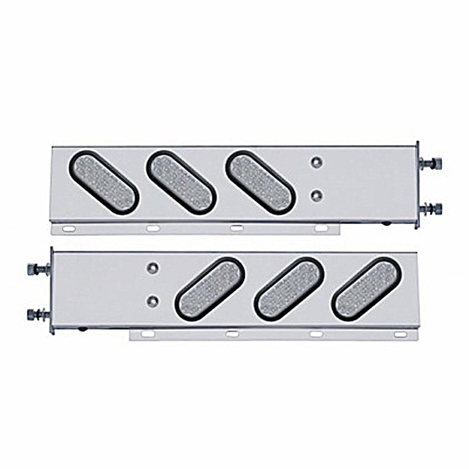 3-3/4" Bolt Pattern SS Spring Loaded Bar w 6" Oval 19 LED Lights - Red LEDs (Red or Clear Lens)