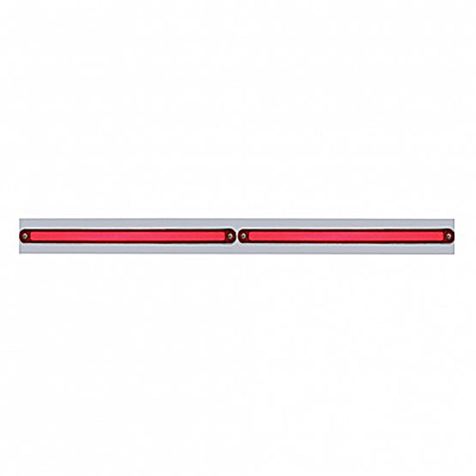 Chrome Top Mud Flap Plate w Two or Four 24 LED 12" GloLight Bars - Red LEDs (Red or Clear Lens)