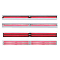 Chrome Top Mud Flap Plate w Two or Four 24 LED 12" GloLight Bars - Red LEDs (Red or Clear Lens)