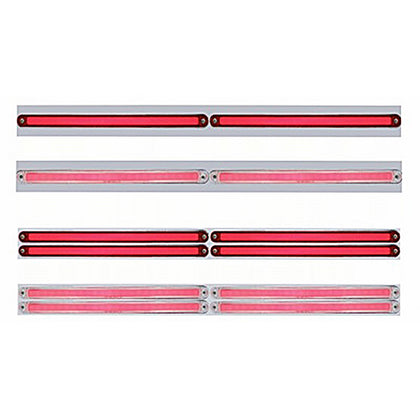 Chrome Top Mud Flap Plate w Two or Four 24 LED 12" GloLight Bars - Red LEDs (Red or Clear Lens)