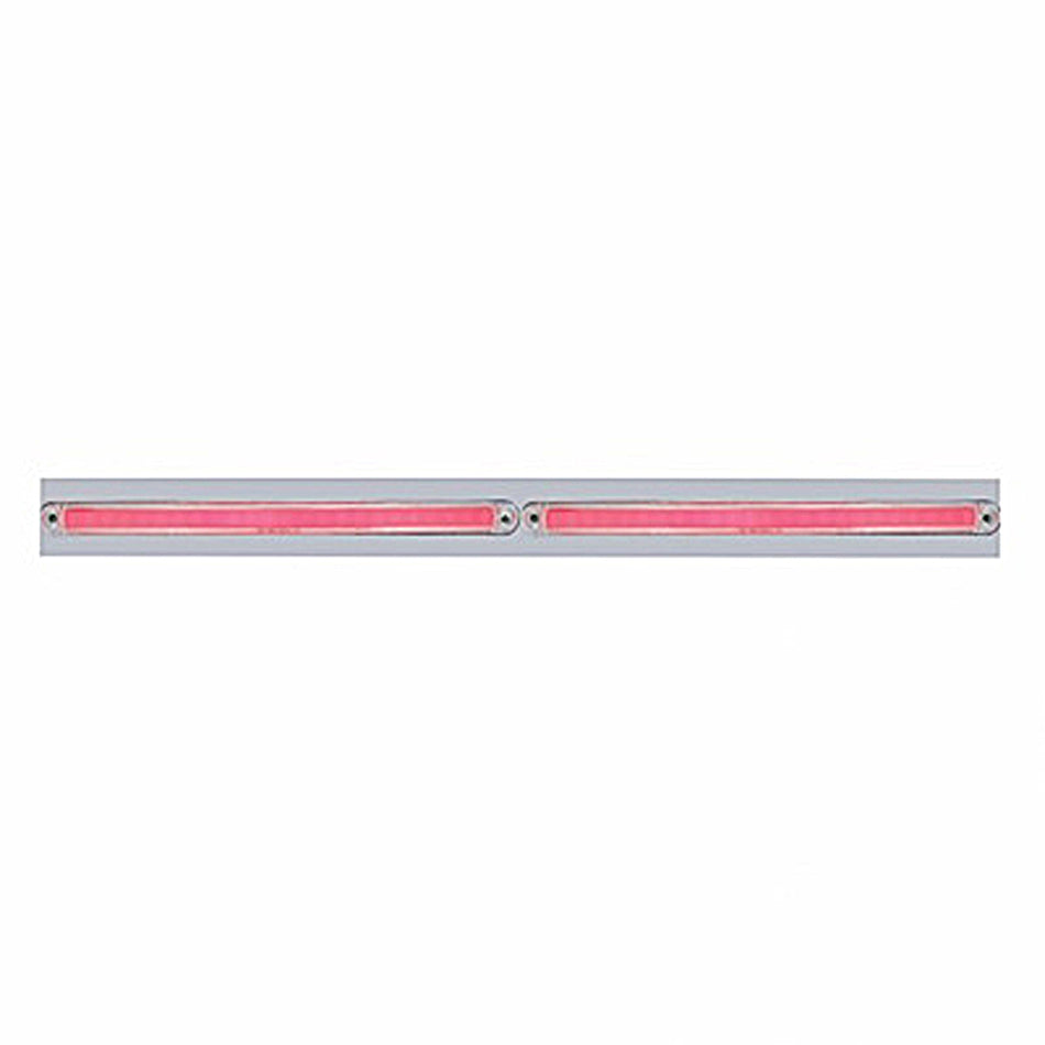 Chrome Top Mud Flap Plate w Two or Four 24 LED 12" GloLight Bars - Red LEDs (Red or Clear Lens)