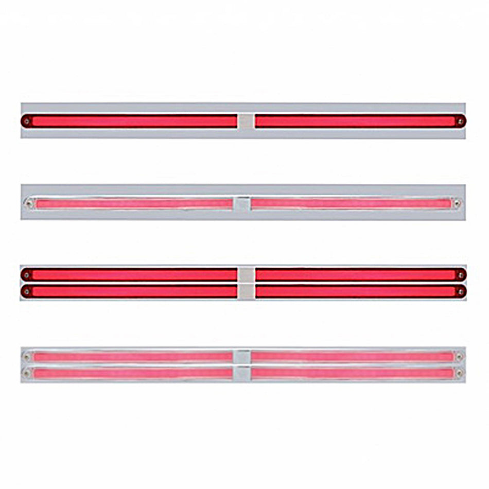 Chrome Top Mud Flap Plate With Two or Four 24 LED 12" GloLight Bars - Red LEDs (Red or Clear Lens)