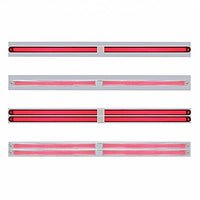 Chrome Top Mud Flap Plate With Two or Four 24 LED 12" GloLight Bars - Red LEDs (Red or Clear Lens)