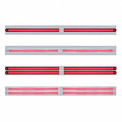 Chrome Top Mud Flap Plate With Two or Four 24 LED 12" GloLight Bars - Red LEDs (Red or Clear Lens)