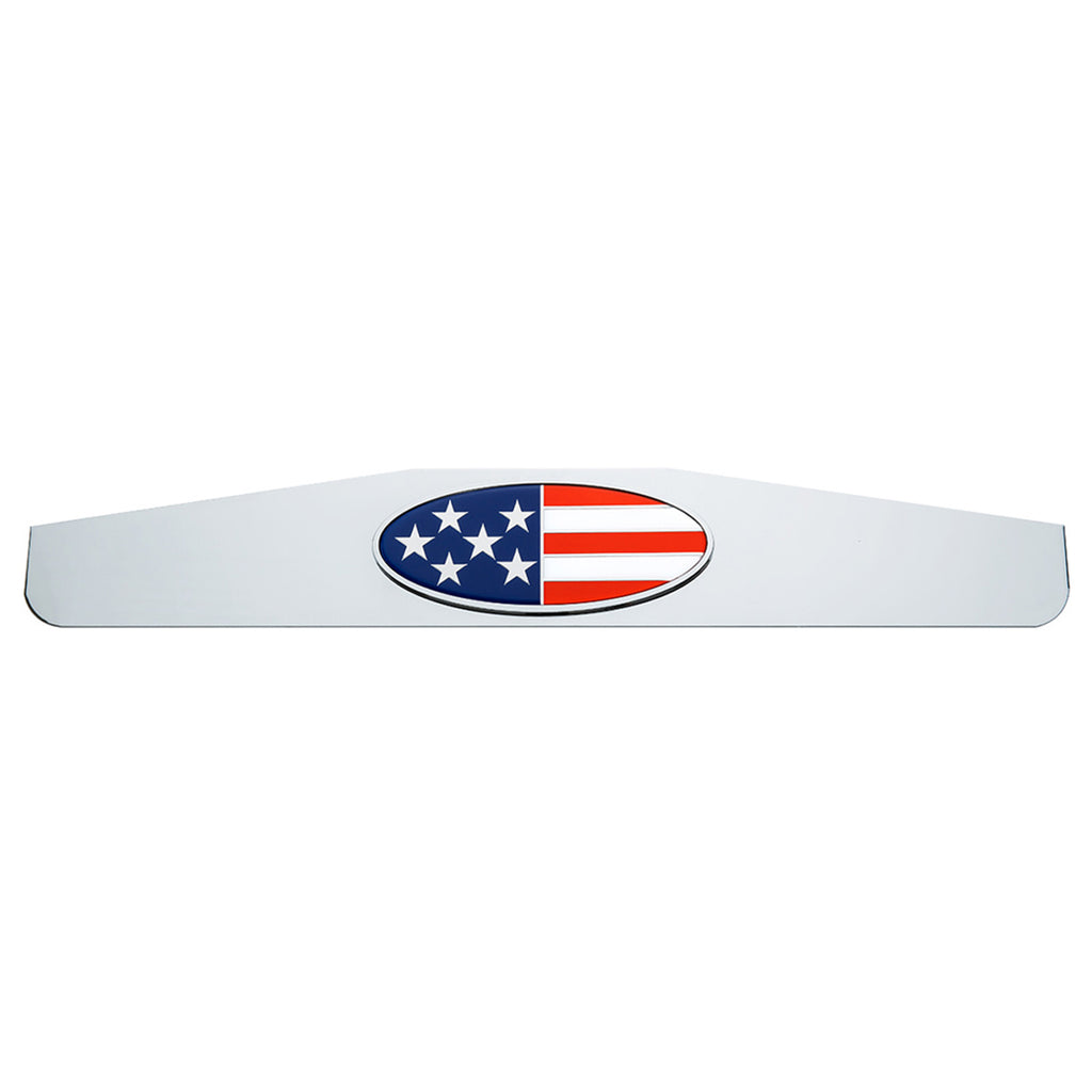 United Pacific - 4" x 24" Chrome Bottom Mud Flap Weight With Oval USA Flag Emblem
