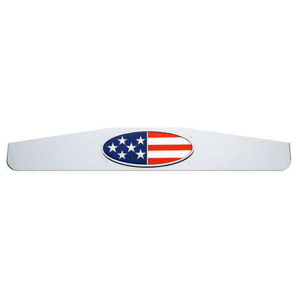 United Pacific - 4" x 24" Chrome Bottom Mud Flap Weight With Oval USA Flag Emblem